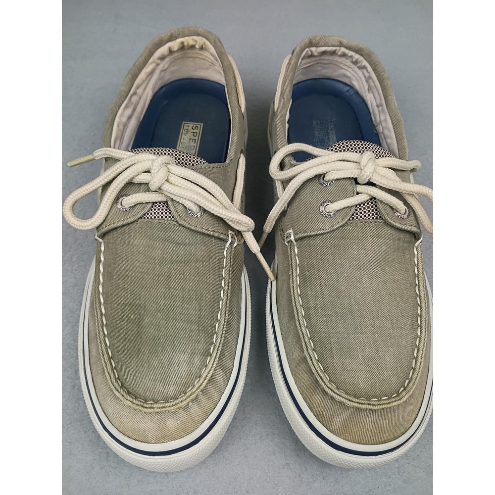 Sperry Top-Sider Bahama Mens Olive Green Canvas Boat Shoes Sneakers 0777653 9M